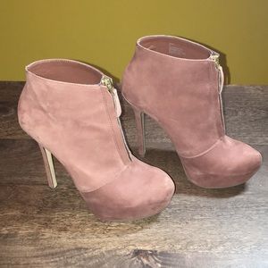 Shoemint Viola leather booties in dark nude